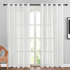 NICETOWN White Sheer Linen Curtains 84 inches Long, Grommet Privacy by NICETOWN