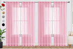 SpaceDresser Sheer Light Pink Curtains 4 Panels Rod Pocket Semi-Sheer Curtain by SpaceDresser
