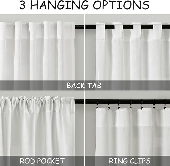 Extra Long Off White Curtains 105 inches Long 2 Panels Set - Image 3
