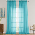 OVZME Sheer Turquoise Curtains 108 Inches Long 2 Panels Set, 59 Inch Extra Wide by OVZME