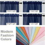 Navy Blue Sheer Curtains for Bedroom Living Room 96 Inches Long 2 Panels - Image 6