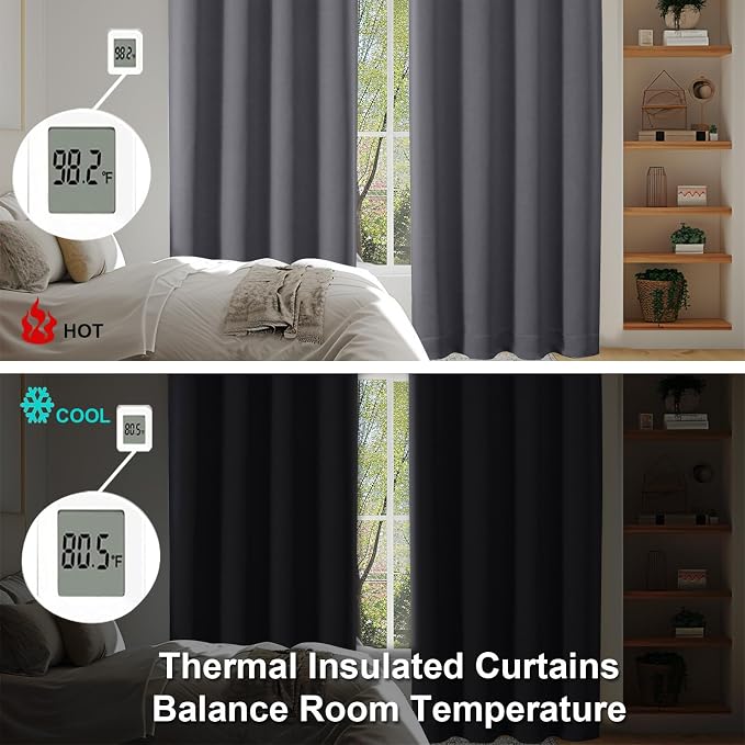 Simplebrand Ava Grey Short 30 Inches Blackout Curtain 2 Panels Set, Half Window - Image 7