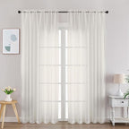 Gwine Ivory Sheer Curtains 84 Inches Long 2 Panels Set, Light Filtering Sheer by Gwine