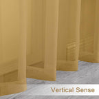 Chyhomenyc Gold Sheer Curtains 96 inches Long 2 Panels, Light Filtering Soft - Image 9