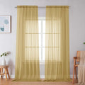 Simplebrand Gold Sheer Curtains 96 Inches Long, Light Filtering Rod Pocket by Simplebrand