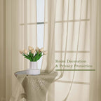 Lecloud Taupe Sheer Curtains 90 Inches Long 2 Panels Set, Living Room Curtains - Image 4