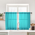 Turquoise Sheer Curtains Tier 30 Inches Length 2 Panels, Light Filtering by Home