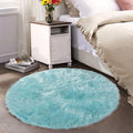 Latepis Blue Round Rugs 6ft Faux Sheepskin Fur Large Circle Rug by Latepis