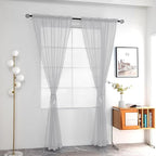 youleyar Solid Sheer Rod Pocket Curtain Voile Draperies 2 Panels White Beige - Image 2