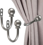 Sumnacon Set of 2 Decorative Curtain Holdbacks, Wall Mounted Aluminum Alloy by Sumnacon