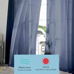 OWENIE Navy Blue Sheer Curtains 90 Inches Long, Solid Light Filtering Sheer - Image 7