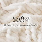 BEDELITE Full Size Blanket for Bed, 300GSM Soft & Warm Fleece Cream White - Image 4