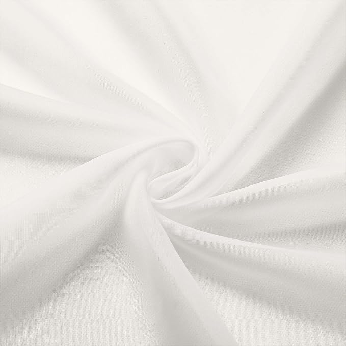 Kitchen Curtains 24 Inch Length Tier 2 Pieces, Ivory Sheer Curtain Solid Soft - Image 9