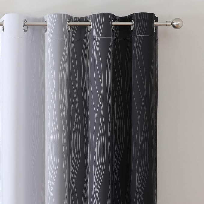 Estelar Textiler Ombre Greyish White and Black Blackout Curtains & Drapes 45 - Image 4