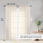 OWENIE Sheer Curtains 72 Inches Long 2 Panels Set, Light Filtering Sheer - Image 2