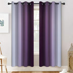 Yakamok Room Darkening Greyish White and Purple Ombre Curtains - Image 2
