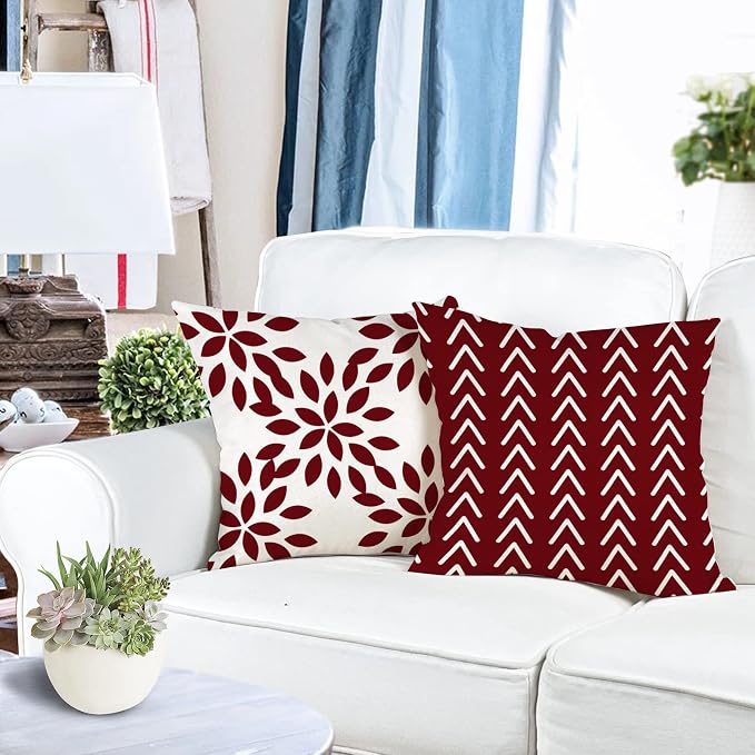YCOLL Christmas Pillow Covers 22x22 Set of 4, Modern Sofa Throw Pillow Cover - Image 3