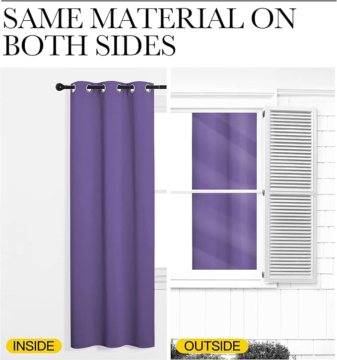 NICETOWN Blackout Window Curtains 80 inch Long, 2 Panels, 34 inch, Lilac Purple - Image 5
