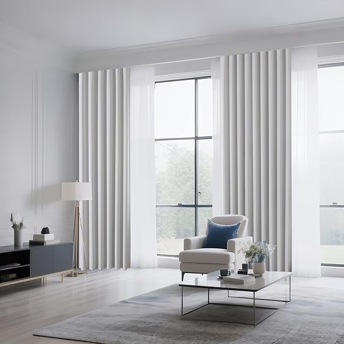 CUCRAF Grayish White Blackout Curtains 96 inch Length 2 Panels Set, Rod Pocket - Image 8