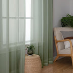 Lecloud Sage Green Sheer Curtains 78 Inches Long 2 Pcs, Modern Solid Voile - Image 2