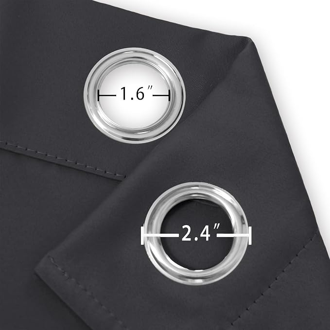LEMOMO Blackout Curtains 52 x 108 inch/Dark Grey Curtains Set of 2 - Image 5