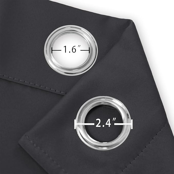 LEMOMO Dark Grey Thermal Blackout Curtains/52 x 54 Inch/Set of 2 Panels Room - Image 5