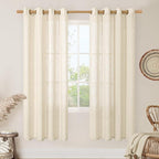 LAMIT Beige Linen Curtains for Living Room 78 Inch Length, Faux Linen Textured by LAMIT