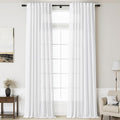 Linen White Curtains 144 inch Extra Long by Nanspring