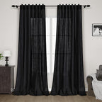 Nanspring Extra Long Black Curtain 102 inches Long 2 Panels Set by Nanspring