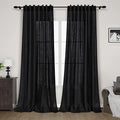 Black Linen Curtains 120 inch Extra Long by Nanspring