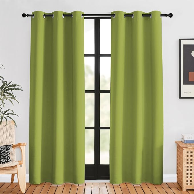 NICETOWN Blackout Window Curtains 80 inch Long, 2 Panels, 34 inch, Fresh Green by NICETOWN