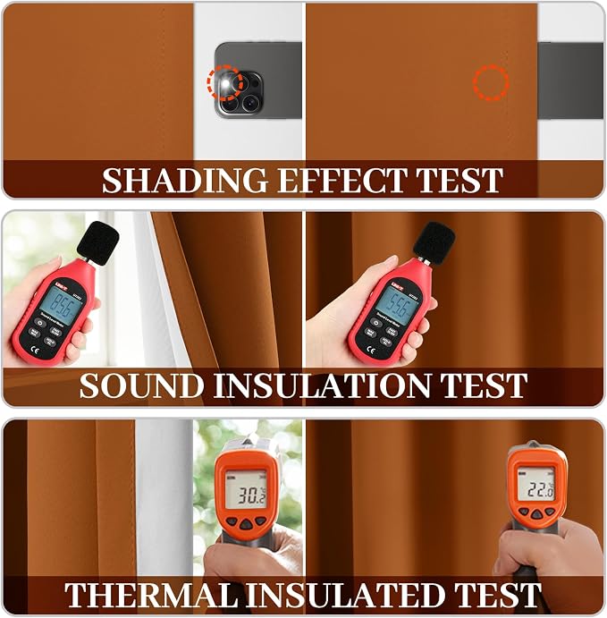Yakamok Room Darkening 100% Blackout Curtains Grommet Window Treatments - Image 5