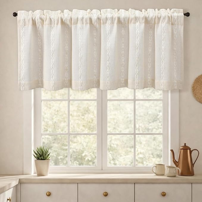 Boho Kitchen Valance for Windows, 52 x 18 Inch, 1 Panel - Image 2