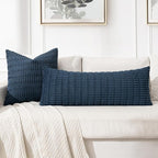 MIULEE Pack of 1 Blue Long Body Lumbar Decorative Throw Pillow Cover 14x36 Inch - Image 3