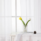 Lecloud White Sheer Curtains 36 Inch Length 2 Panels Set, Airy Breathable Voile - Image 8