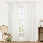 LAMIT Natural Linen Curtains for Bedroom, 84 Inch Length Faux Linen Textured by LAMIT