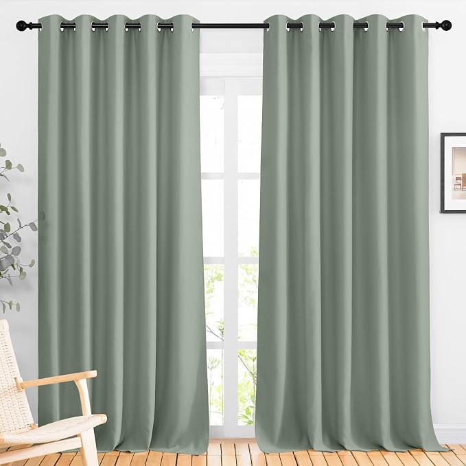 NICETOWN Sage Green 102 inch Curtains, Grommet Thermal Insulated Window by NICETOWN