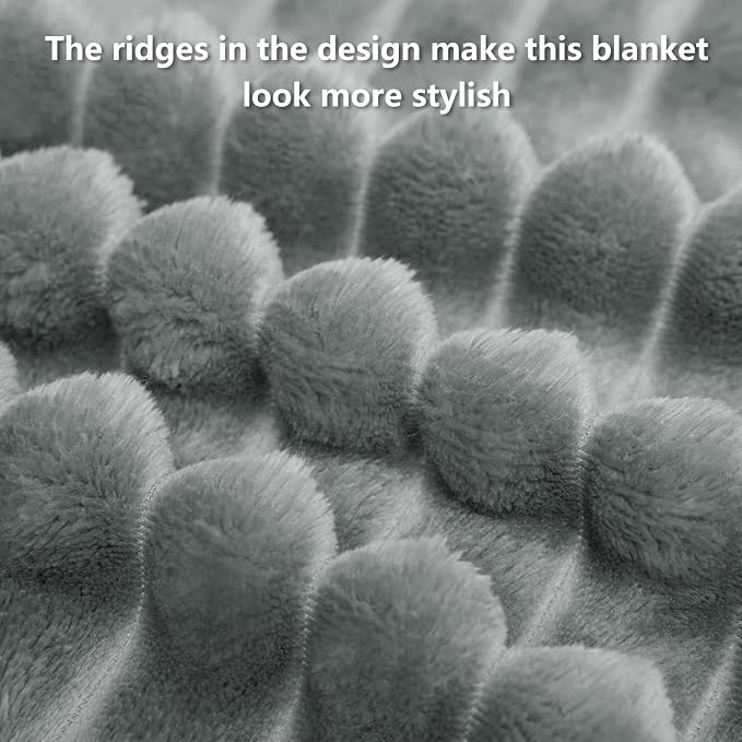 HIMEET Grey Ribbed Queen Size Blanket - Image 8