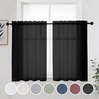 OWENIE Short Sheer Curtains 30 Inches 2 Panels Set, Kitchen Tiers Light - Image 3