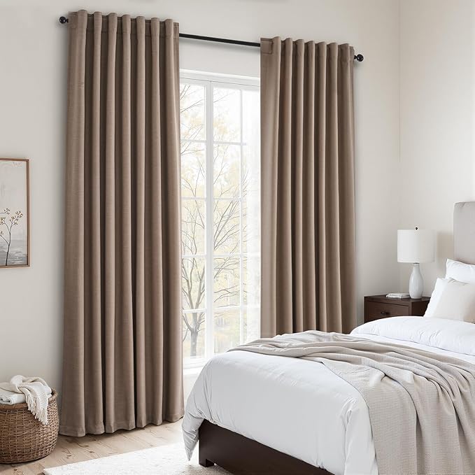Topfinel 90 inch Long Linen Blackout Curtains 2 Panels - Image 7