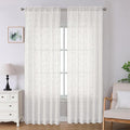 Lecloud Leia Ivory Sheer Curtains 96 Inches Long 2 Panels, Airy Voile Jacquard by Lecloud