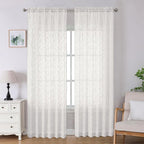 Lecloud Leia Ivory Sheer Curtains 96 Inches Long 2 Panels, Airy Voile Jacquard by Lecloud