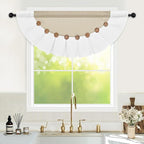 FRAMICS Farmhouse Valance Curtains, Boho Cotton Linen Kitchen Valance, Rustic - Image 3
