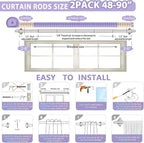 TVWOO Silver Wrap Around Curtain Rods 2Pack:Small Blackout Adjustable Window - Image 7