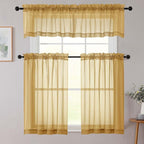 Cafe Curtains 36 Inch Length Tier 2 Pieces, Modern Soft Airy Sheer Kitchen - Image 8
