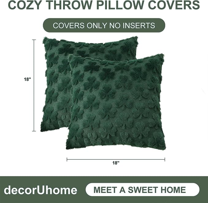 decorUhome St. Patrick’s Day Shamrock Green Pillow Covers 18x18 Inch Set of 2 - Image 8