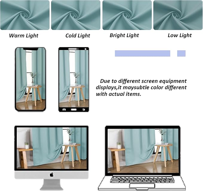 Simplebrand Ava Aqua Short 36 Inches Blackout Curtain 2 Panels Set, Half Window - Image 9