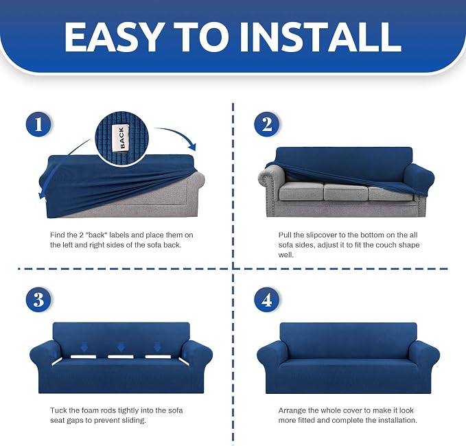 KEKUOU Stretch Oversized Sofa Slipcover 1 Piece Couch Sofa Cover Furniture - Image 5