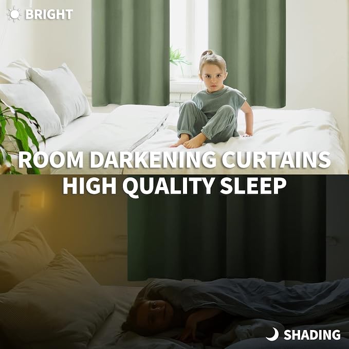 BGment Grass Green Black Out Curtains 63 Inch Long - Image 4