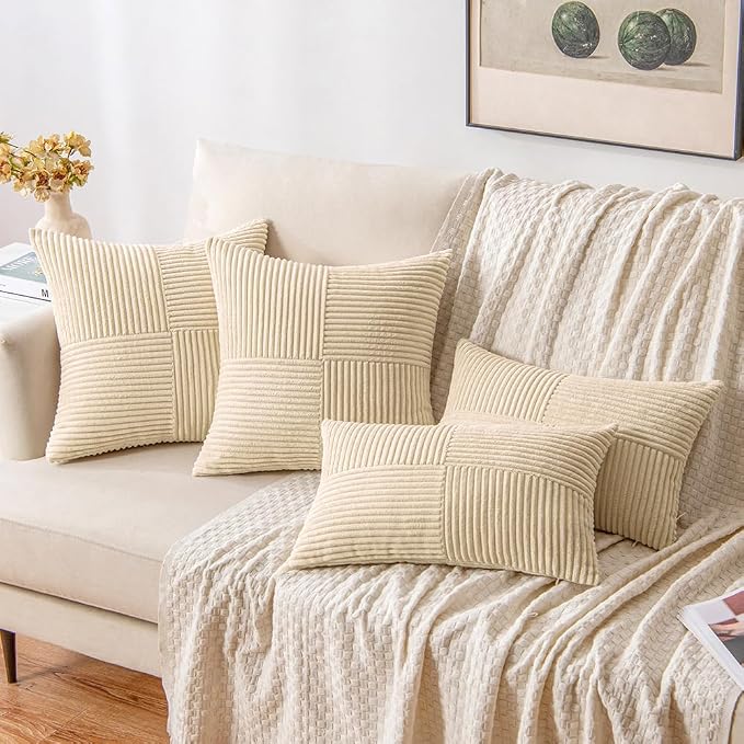MIULEE Cream Decorative Throw Pillow Covers 18x18 Inch - Image 4